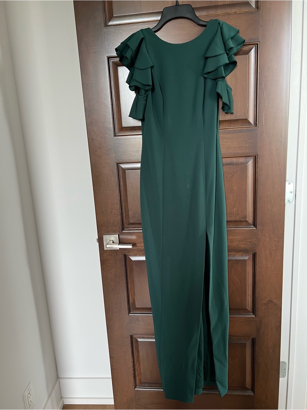 Aidan by Aidan Mattox Emerald Green Ruffle-Sleeve Maxi Dress